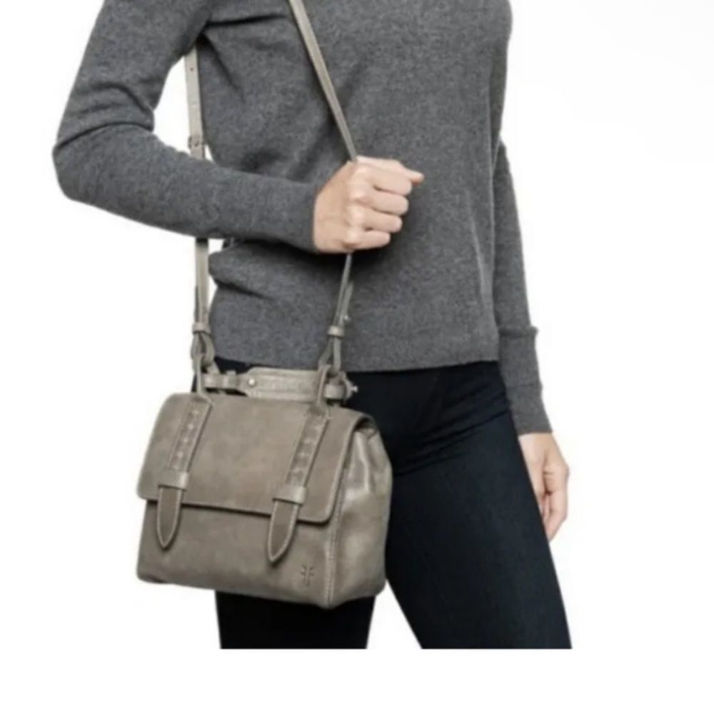 FRYE | Gray Distressed Leather Reed Flap Bag Purse with Dustbag